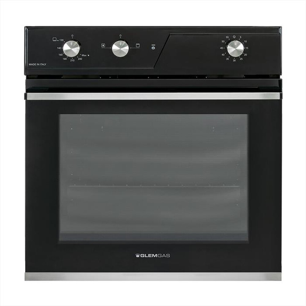 GLEM GAS - Forno da incasso elettrico e gas GFRF21BK Classe A-Nero Lucido