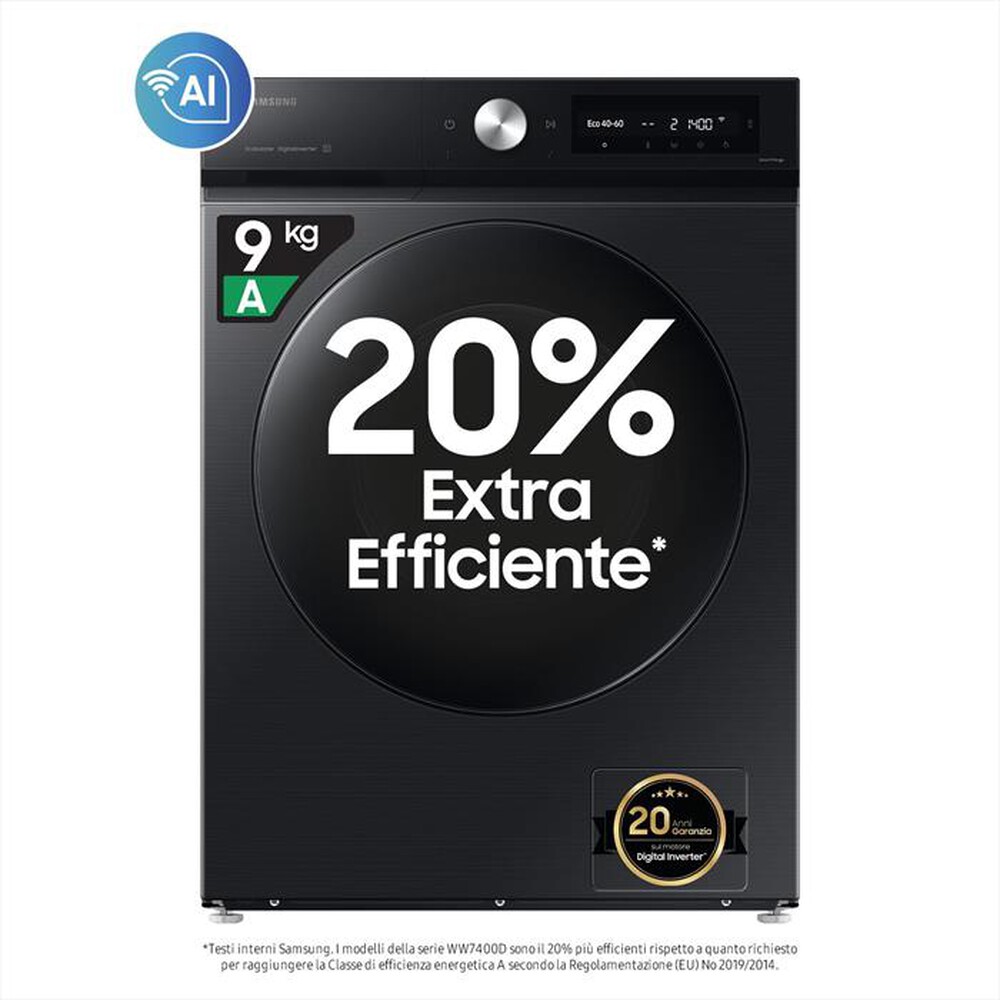 SAMSUNG - Lavatrice WW90DB7U94GBU3 9 Kg Classe A-NERO